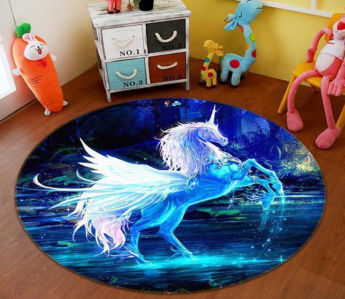 3D Fantastic Unicorn 32 Round Non Slip Rug Mat Mat AJ Creativity Home 