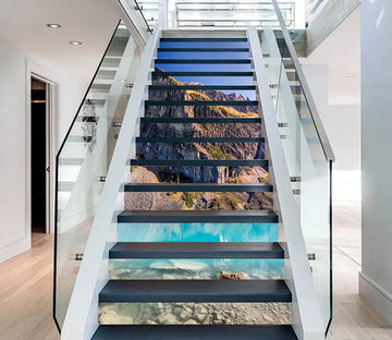 3D Pretty Blue Lake 871 Stair Risers Wallpaper AJ Wallpaper 