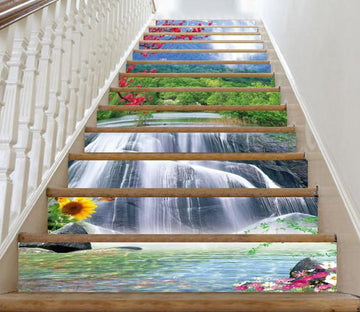 3D Mountain Forest River 408 Stair Risers Wallpaper AJ Wallpaper 