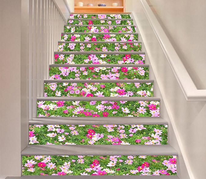 3D Grassland Flowers 1417 Stair Risers Wallpaper AJ Wallpaper 