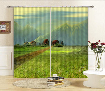 3D Grassland Cottages 318 Curtains Drapes Wallpaper AJ Wallpaper 