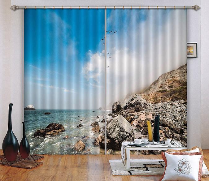 3D Sea Coast Scenery 441 Curtains Drapes Wallpaper AJ Wallpaper 