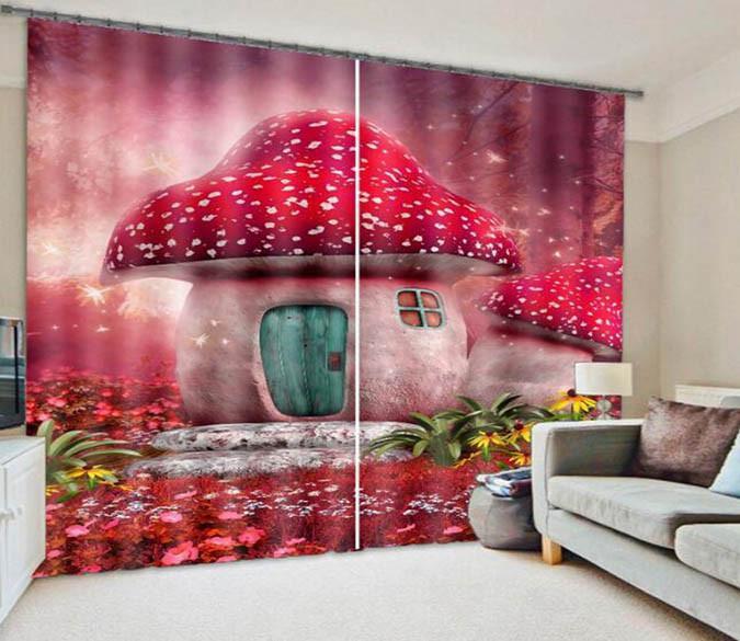 3D Lovely Mushroom Houses 910 Curtains Drapes Wallpaper AJ Wallpaper 