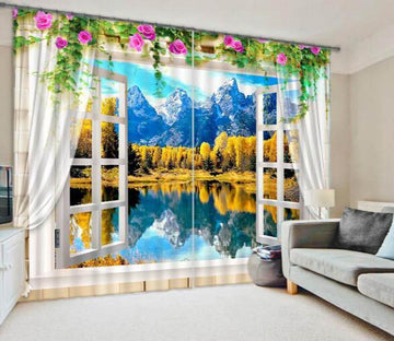3D Window Lake Scenery 911 Curtains Drapes Wallpaper AJ Wallpaper 