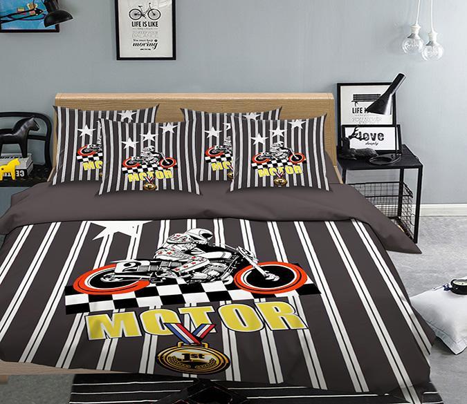 3D Motorcyclist Stripes 313 Bed Pillowcases Quilt Wallpaper AJ Wallpaper 