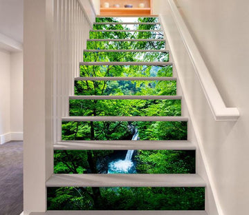 3D Forest Waterfall Lake 495 Stair Risers Wallpaper AJ Wallpaper 