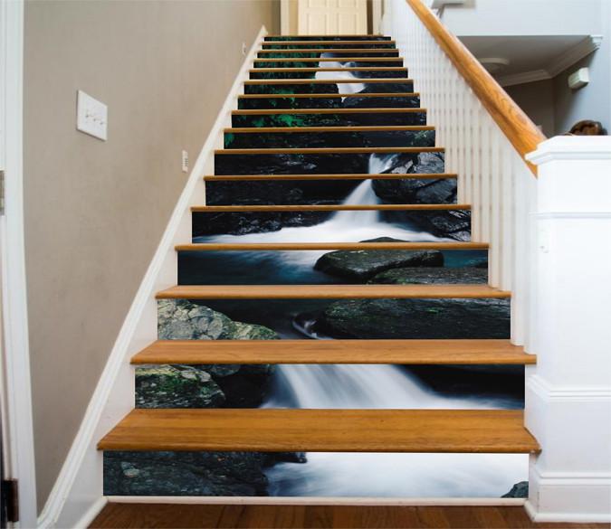 3D Stony Stream 655 Stair Risers Wallpaper AJ Wallpaper 