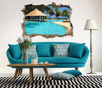 3D Tropical Swimming Pool 389 Broken Wall Murals Wallpaper AJ Wallpaper 