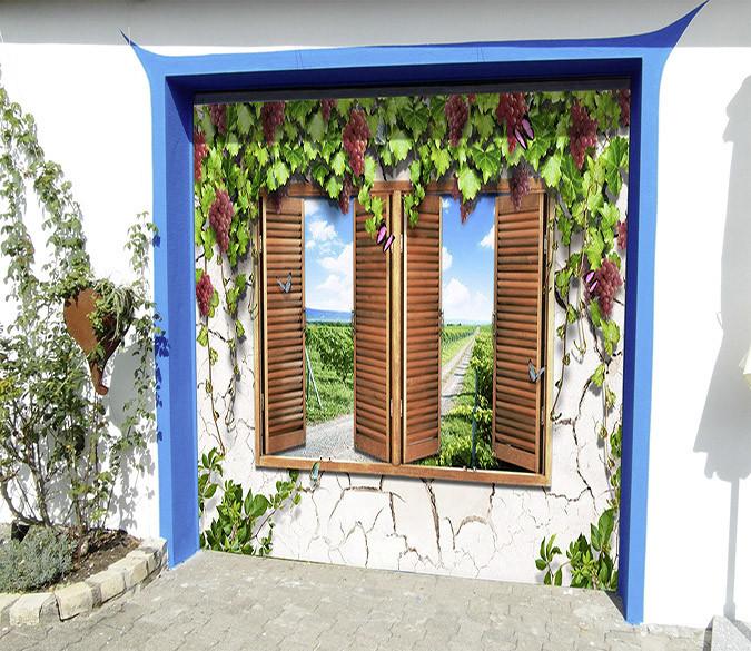 3D Windows Grape Vines 34 Garage Door Mural Wallpaper AJ Wallpaper 