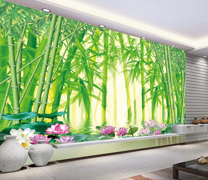 Bamboos And Lotus Pond Wallpaper AJ Wallpaper 