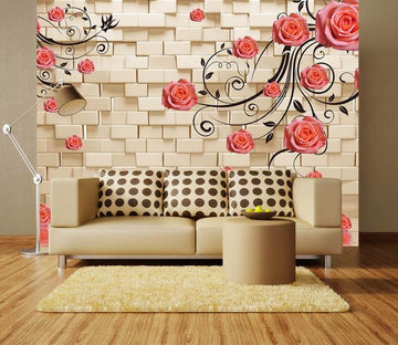Elegant Flowers And Bricks Wallpaper AJ Wallpaper 2 