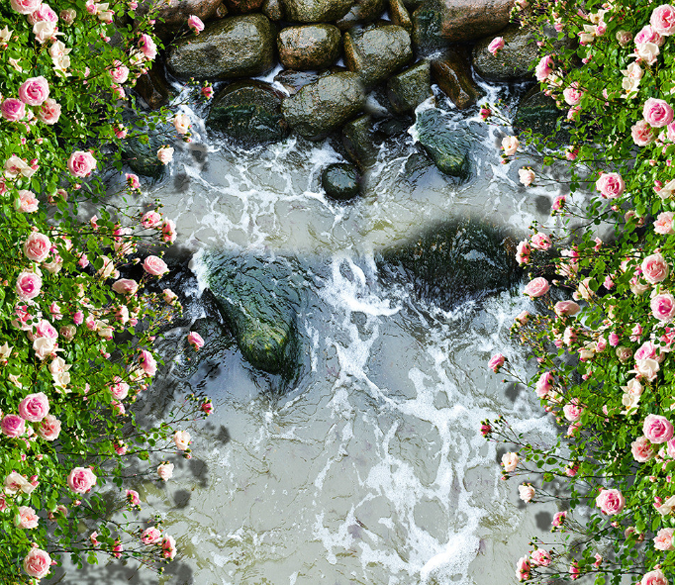 3D Stream Flowers Floor Mural Wallpaper AJ Wallpaper 2 