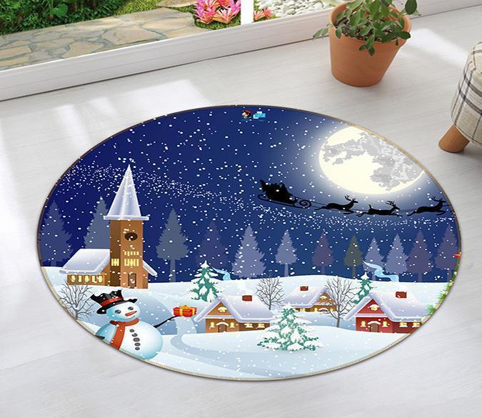 3D Pretty Christmas Eve 76 Round Non Slip Rug Mat Mat AJ Creativity Home 
