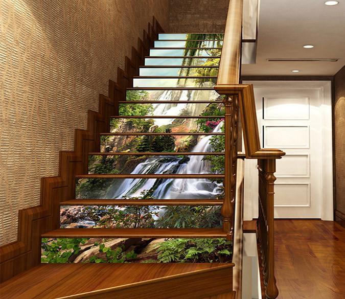 3D Waterfall Fairyland 1357 Stair Risers Wallpaper AJ Wallpaper 