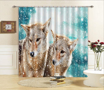 3D Snowing Field Wolves 773 Curtains Drapes Wallpaper AJ Wallpaper 