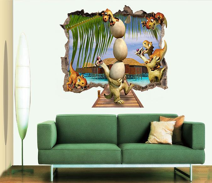 3D Lovely Dinosaurs 13 Broken Wall Murals Wallpaper AJ Wallpaper 