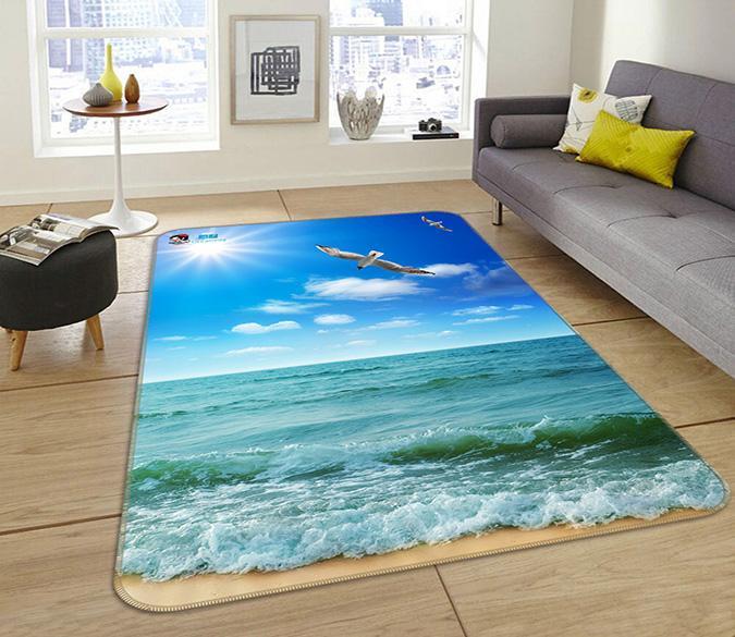 3D Blue Sea Seagulls 191 Non Slip Rug Mat Mat AJ Creativity Home 
