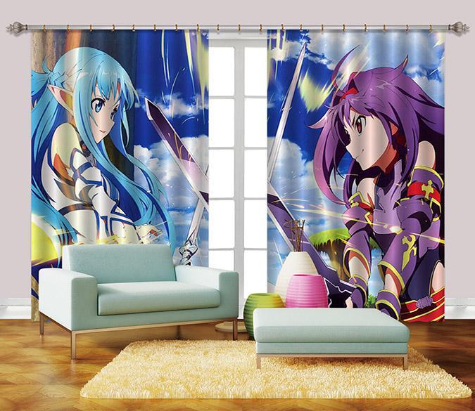 3D Animation Girls Battle 2395 Curtains Drapes Wallpaper AJ Wallpaper 