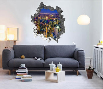 3D Bright New York Night 226 Broken Wall Murals Wallpaper AJ Wallpaper 