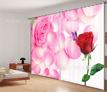 3D Roses And Butterfly 2200 Curtains Drapes Wallpaper AJ Wallpaper 