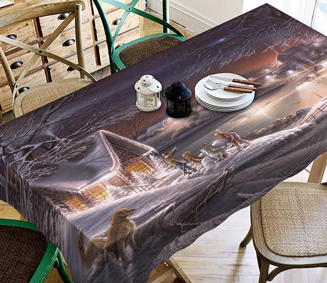 3D Winter Town Night Scenery 19 Tablecloths Wallpaper AJ Wallpaper 