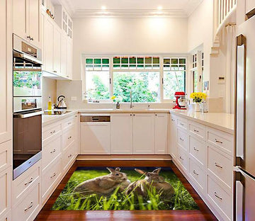 3D Grassland Rabbits 652 Kitchen Mat Floor Mural Wallpaper AJ Wallpaper 