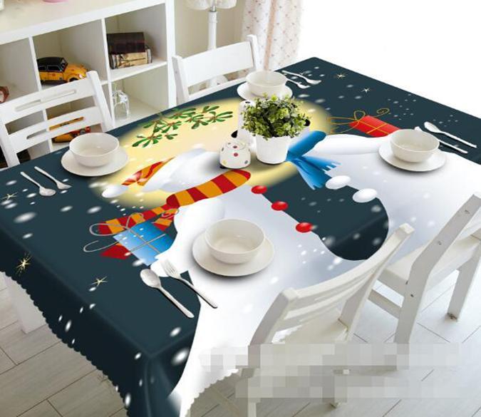 3D Lovely Snowman Couple 1377 Tablecloths Wallpaper AJ Wallpaper 