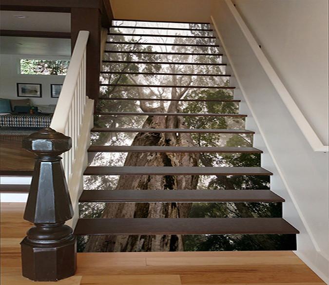 3D Misty Forest Big Trees 1607 Stair Risers Wallpaper AJ Wallpaper 