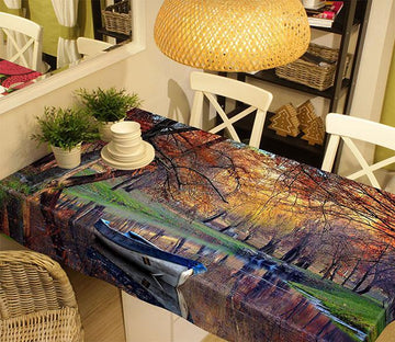 3D Forest Lake Boat 495 Tablecloths Wallpaper AJ Wallpaper 