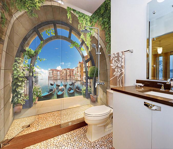 3D Venice Corridor Landscape 45 Bathroom Wallpaper Wallpaper AJ Wallpaper 