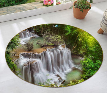 3D Forest Waterfall 23 Round Non Slip Rug Mat Mat AJ Creativity Home 