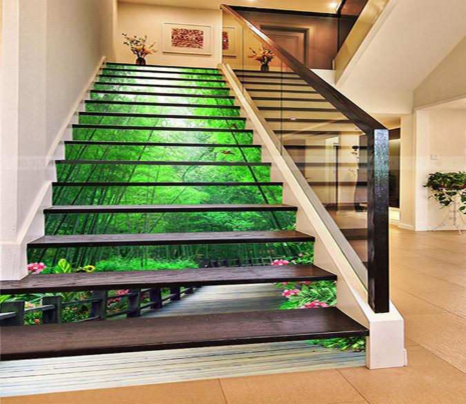 3D Bamboo Forest Wood Road 941 Stair Risers Wallpaper AJ Wallpaper 