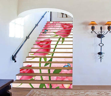 3D Roses Butterflies 1526 Stair Risers Wallpaper AJ Wallpaper 