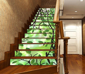 3D Green Branches 1523 Stair Risers Wallpaper AJ Wallpaper 