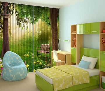 3D Under Trees Bench 361 Curtains Drapes Wallpaper AJ Wallpaper 