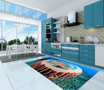 3D Ocean Resting Turtle 115 Kitchen Mat Floor Mural Wallpaper AJ Wallpaper 