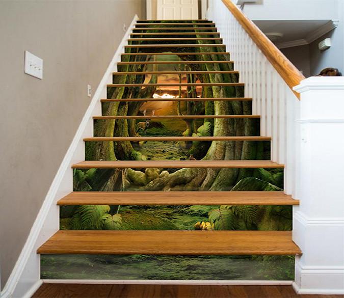 3D Forest Animals Path 933 Stair Risers Wallpaper AJ Wallpaper 