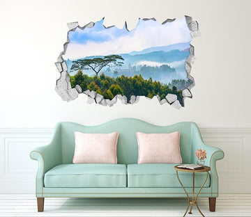 3D Misty Mountains Trees 108 Broken Wall Murals Wallpaper AJ Wallpaper 