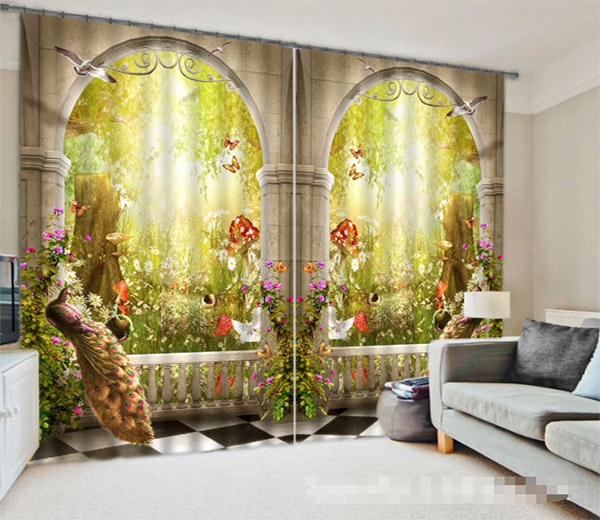 3D Pillars Forest Animals 1066 Curtains Drapes Wallpaper AJ Wallpaper 
