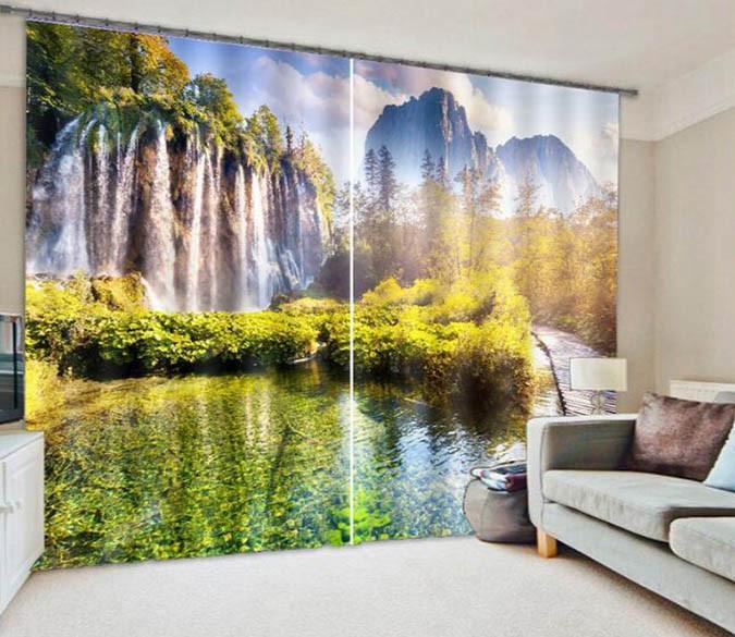 3D Lake Waterfalls 898 Curtains Drapes Wallpaper AJ Wallpaper 