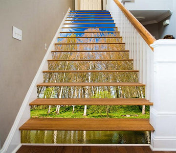 3D Lakeside Tall Trees 776 Stair Risers Wallpaper AJ Wallpaper 