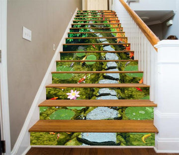 3D River Stones Bright 767 Stair Risers Wallpaper AJ Wallpaper 