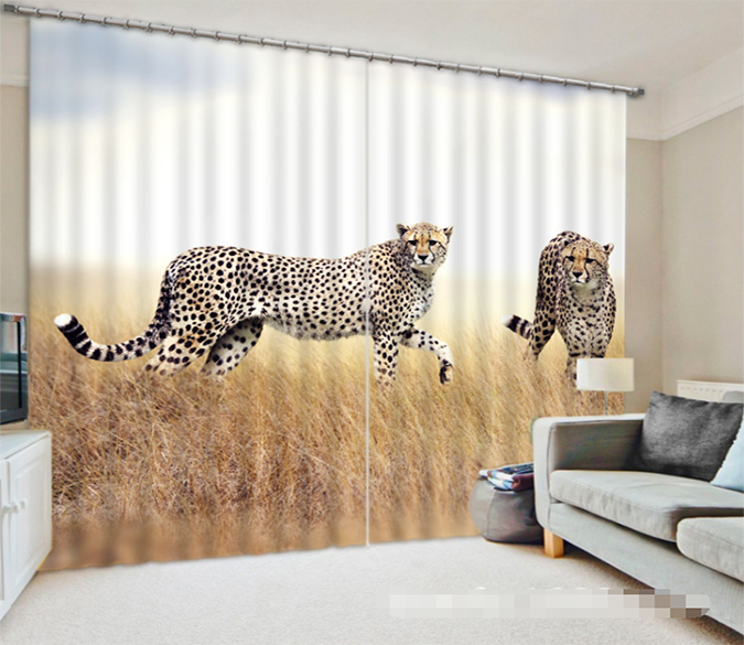 3D Wilderness Leopards 1249 Curtains Drapes Wallpaper AJ Wallpaper 