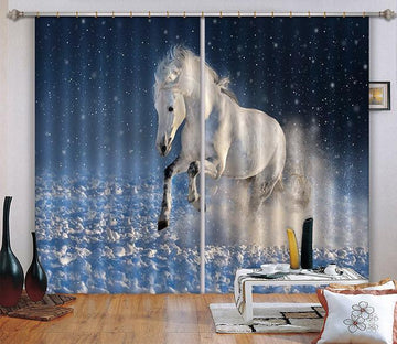 3D Snow Field Horse Curtains Drapes Wallpaper AJ Wallpaper 