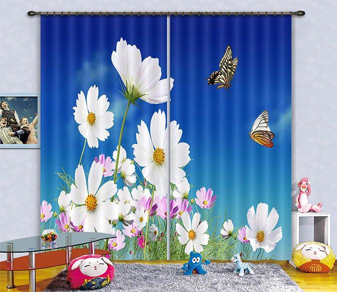 3D Flowers Butterflies 184 Curtains Drapes Wallpaper AJ Wallpaper 