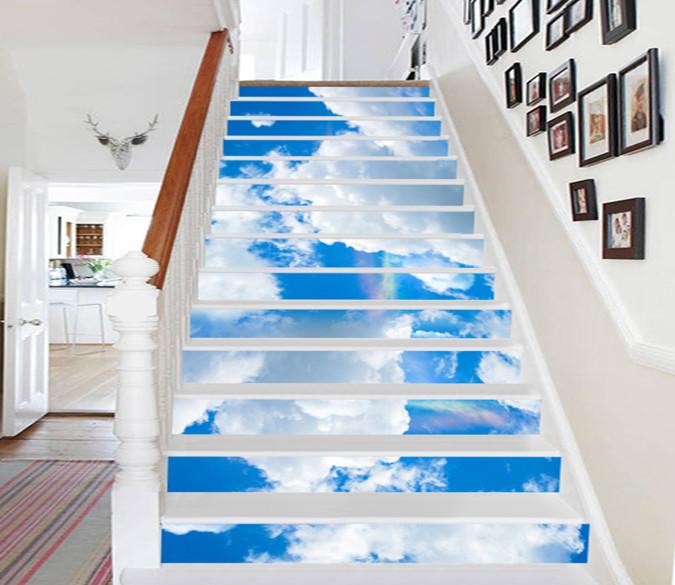 3D Blue Sky White Clouds 571 Stair Risers Wallpaper AJ Wallpaper 