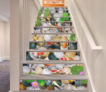 3D Fishe Pond Cobblestones 80 Stair Risers Wallpaper AJ Wallpaper 
