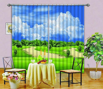 3D Grassland Trees 514 Curtains Drapes Wallpaper AJ Wallpaper 