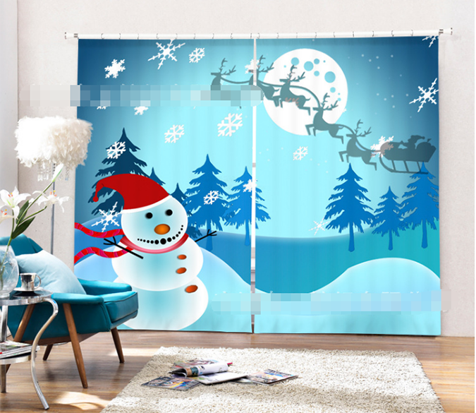 3D Snowman 2085 Curtains Drapes Wallpaper AJ Wallpaper 