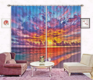 3D Bright Sea Sunset Glow 130 Curtains Drapes Wallpaper AJ Wallpaper 